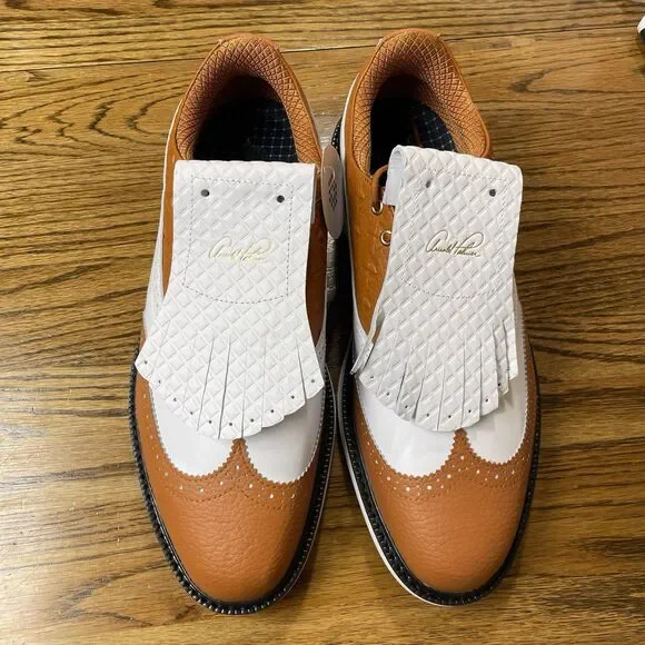 Puma Men's Arnold Palmer Golf Shoes Size 9 - 12 White Leather Brown - Picture 5 of 8